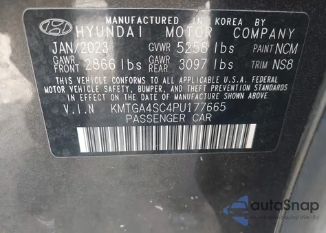 2023 Genesis G80 2.5T Awd из США, поврежденный, VIN KMTGA4SC4PU177665